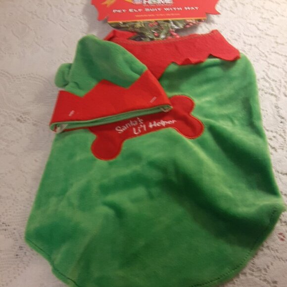 Rite Aid (M) Dog Christmas Red/Green Elf Suit w/Hat. Fits 12" to 14" Dogs. - Picture 1 of 5